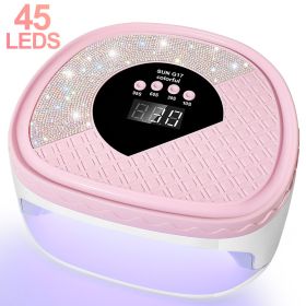 UV Nail Dryer Gel Nail Lamp, LED Light For Gel Polish-4 Timers Professional Nail Art Accessories Nail Lamp With 42 Beads & Touch Display, Shining (Option: Pink)