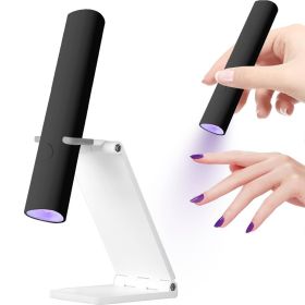 Mini UV LED Nail Lamp Handheld With Stand, Portable Nail Dryer USB Cordless (Option: Black)
