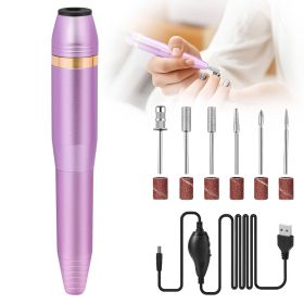 Professional Portable Electric Nail File Kit, Manicure With Nail Drill Bits (Option: Rose gold)