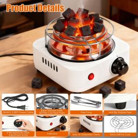 Fast Heating Hookah Coal Heater 500W - 5 Temperature Gears, Safe Thermostat Design, Rust-Resistant Stainless Steel (Color: White)